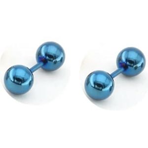 2 stuks Retro 2 3 4 5 6 8mm Heren Roestvrij Staal Bal Barbell Zwart Goud Kleur Mode Oor Piercing Studs Oorbellen