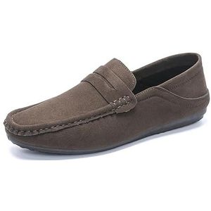 Loafers for heren PU-leer Penny Loafers Bestand antislip Lichtgewicht Wandelen Klassieke instapper (Color : Brown, Size : 44 EU)