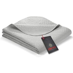 Ibena Nancy Sprei 220x250 cm - Bedsprei lichtgrijs XL, lichte deken met gestikt patroon