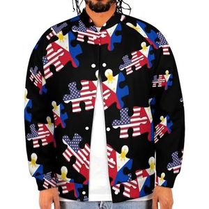 USA En Filipijnse Vlag Puzzel Grappige Mannen Baseball Jacket Gedrukt Jas Zachte Sweatshirt Voor Lente Herfst