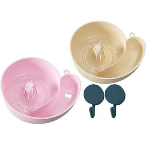 Slakvormig Afdruiprek, Slakvormig Automatisch Afdruiprek, Roterende Fruit- En Groentewaskom Met Zeef Draagbare Fruitreiniger For Thuisgebruik.(Beige+Pink)