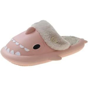 Katoenen Slippers Vrouw Winter Indoor Slides Pluche Warm Paar Thuis Sandalen Platte Schoen Slippers, Zwart, 44-45