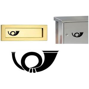 Posthoorn symbool sticker, aftrekplaatje (RPt 4/2) (8 x 3,8 cm)