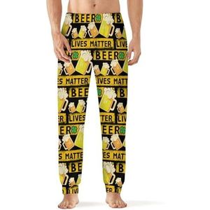 Beer Lives Matter Herenpyjama, zachte loungebroek met zak, slaapbroek, loungewear