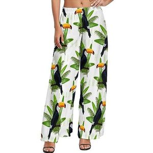 Toucan Tropical Palm Tree Casual Wijde Pijpen Lounge Broek Comfortabele Losse Joggingbroek Joggers Broek