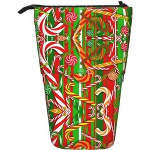 Nbtghga Merry Christmas. Print Potlood Telescopische Klassieke Kunsten Stand Up Potlood Case Organizer Potlood Houder Make-up Tas Gift, Zwart, Eén maat