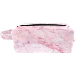 Cosmetische tas,kleine handtas make-uptas voor damesportemonnee,roze patroon marmer,make-uptasjes voor op reis