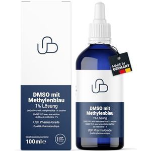 Schweizer Naturals® DMSO met methyleenblauwe oplossing 1% pure USP Pharma kwaliteit, 100 ml, zonder toevoegingen, in het laboratorium geteste kwaliteit, made in Germany