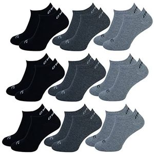 O'Neill Unisex sneakersokken 9-pack sportsokken vrijetijdssokken sneakersokken katoen onzichtbare sport heren dames 35-38 39-42 43-46, grijs/antraciet/zwart (7000p), 39-42 EU