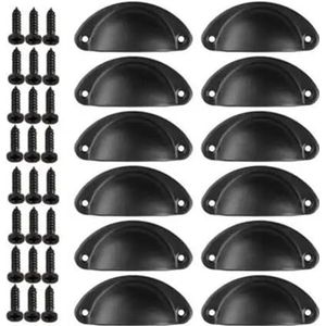 12 stks/set Iron Art Vintage Shell Vormige Metalen Kast Handgrepen Deur Lade Kast Knoppen Meubelbeslag Accessoires(Color:Black)