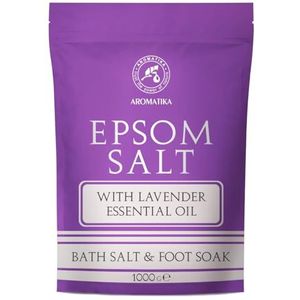 Epsom badzout met lavendel 1000g - badzout met lavendel etherische olie - geconcentreerde magnesiumbron - mineraalzout - aromatherapie bad - lichaamsverzorging - goede nachtrust - ontspanning