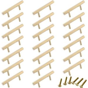 Set van 20 kasten, moderne geborstelde messing gouden ladehandgrepen, 224 mm keukenkastdeur trekt, solide meubelhardware voor kledingkast, schoenenkast, bureau, dressoir (kleur: onecolor, maat: 192