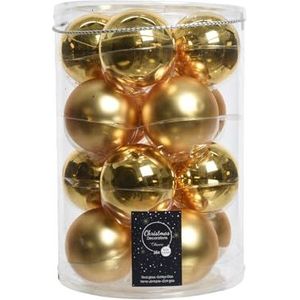 16 kerstballen glas 8 cm goud