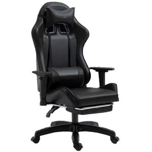 Ergonomische kantoor, pc-gamingstoel Goedkope bureaustoel Executive PU-leer Computerstoel Lendensteun met voetsteun Moderne taakrollende draaistoel for dames, heren (Kleur : Zwart, Maat : 49x50cm)