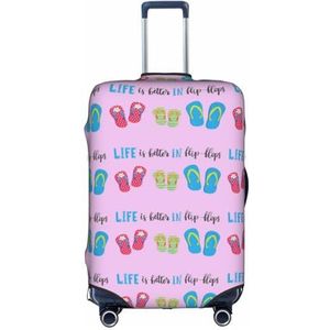 Jkkghll Flip Flops Kalligrafie Strandschoenen Print Bagage Cover Elastische Reizen Koffer Protector met Verborgen Rits Anti Kras, Wit, S