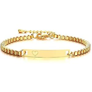 Armbanden voor vrouwen Personaliseer babynaamarmband Figaro-ketting Gladde Bangle Link Goudkleurig Geen vervaging Veiligheidssieraden (Color : No Engarved Gold 4)