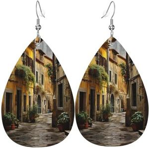 Italiaanse oude straat druppelvormige lederen oorbellen,Damesmodeaccessoires,Valentijnsdag Essential, Eén maat, Leer Pu