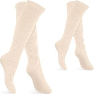 Celodoro Klederdrachtkousen voor dames en heren, 2 paar, Oktoberfest, kousen met omslag, wit, 39-42 EU