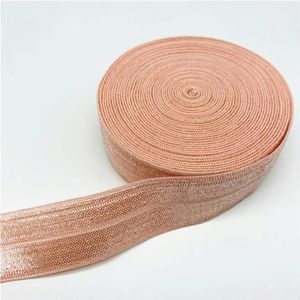 10/15/20/25mm glanzend elastisch lint vouw over spandex elastische band voor het naaien van kanten rand tailleband kledingaccessoire-lichtroze-15mm-50yards rol