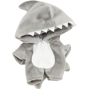 niannyyhouse 10 cm pluche poppenkleding dinosaurus haaien onesies losse bodysuit zachte gevulde pluche speelgoed aankleedaccessoires (grijs)