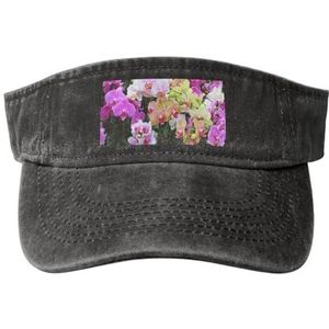 LAMAME Orchideeën Gedrukte Lege Top Baseball Sun Cap Verstelbare Sport Cap, Zwart, 5-7