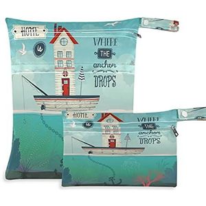 2 stks Doek Luier Natte Droogzakken Waterdichte Zomer Boot Huis Vogel Herbruikbaar Wasbaar Reizen Strand Yoga Gym Tas voor Badpakken Natte Kleding