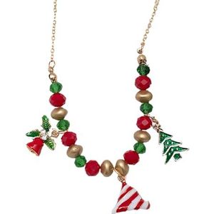 OLACD Bedelketting klassieke kralenketting: hanger bel boom ketting Kerstmis, Zink