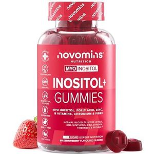 PCOS gummibeertjes – 60 stuks – Myo inositol – D-chiro inositol – inositol – alternatief voor inositol – Myo inositol poeder – chroom – PCOS-supplementen – vitamine B6, B12, zink, folaat Novomins