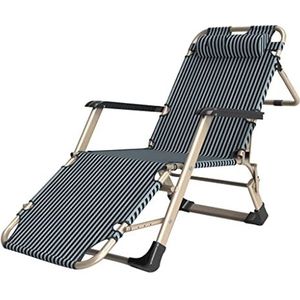 GEIRONV Rocker Fauteuil, Strand Zwembad Patio Camping Ligstoel Voeten Stalen Vierkanten Verstelbare Stoel Tuinmeubilair Opklapbed Fauteuils (Color : Stripe, Size : Without cushion)