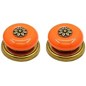 Vintage kastknoppen keramische knoppen, 2 stuks kast lade knop trekhandvat dressoir trekt rondes for lade kast dressoir kast kledingkast deurgrepen hardware (kleur: rood) (Color : Orange)