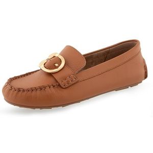 Aerosoles Loafer voor dames, plat, bruin leer, maat 4,5 UK, Lichtbruin, 4.5 UK Wide