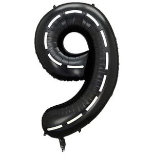 40 Inch Zwart Wit Streep Grote Opblaasbare Staande Type Nummer Ballon 0-9 Nummer Auto Thema Aluminiumfolie Ballon Party