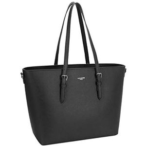 David Jones - Boodschappentas voor dames, groot formaat, schooltas voor meisjes, draagtas, schoudertas, PU-leer, lang handvat, shopper, grote capaciteit, A4, tas voor studenten, werk, Zwart 2, Eén
