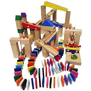 Calmado – 200-delige kogelbaan/knikkerbaanset voor meisjes/jongens van beukenhout + tas + handleiding (mogelijk niet beschikbaar in het Nederlands)