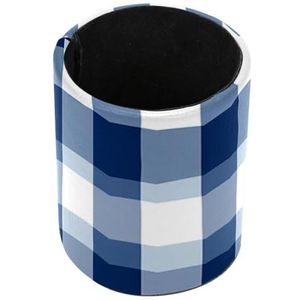 YTYVAGT Make-up borstelhouder, potlood cup, pen cup, blauw wit geruit, bureau pennenhouder