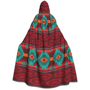 NEZIH Etnisch Geometrisch Patroon Hooded Mantel Voor Volwassenen, Carnaval Heks Cosplay Gewaad Kostuum, Carnaval Feestbenodigdheden, 190cm