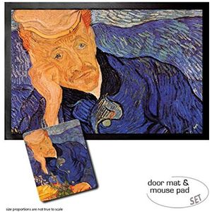 1art1 Vincent Van Gogh, Portrait Of Doctor Gachet, 1890 Deurmat (60x40 cm) + Muismat (23x19 cm) Cadeauset