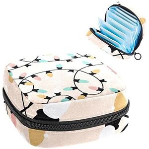 Periode Pouch Draagbare Tampon Opbergtas,Tampon Houder voor Portemonnee Vrouwelijke Product Organizer,Gekleurde Gloeilamp, Meerkleurig, 4.7x6.6x6.6 in/12x17x17 cm
