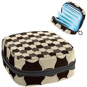 Periode Pouch Draagbare Tampon Opbergtas,Tampon Houder voor Portemonnee Vrouwelijke Product Organizer,Vervormd Checker Board Patroon, Meerkleurig, 4.7x6.6x6.6 in/12x17x17 cm