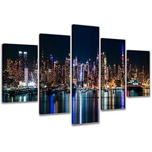 Visario Afbeelding op canvas van het Duitse merk 200 x 100 cm vijfdelig New York 6309 afbeeldingen kunstdrukken wandafbeelding