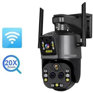 Bewakingscamera, 8K Camera Outdoor 20X Zoom Vier Lens Dual Screen Security Cam PTZ CCTV Monitor Auto Tracking Bewakingscamera(8K 20xZoom No Card)