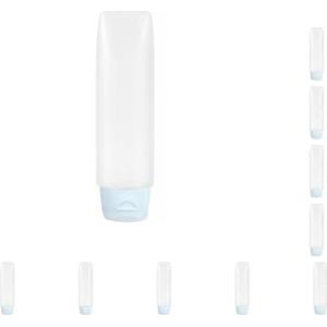 10 set Reizen Squeeze Fles Douchegel Tandpasta Container Hervulbare Lekvrije Pocket Knijpbare Dispenser Buis Accessoires 50 ML Blauw