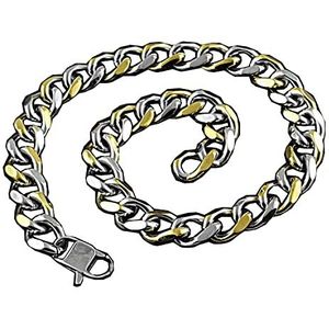 Geschenken voor mannen 19 mm supergrote heren hiphop zilver-gouden roestvrijstalen kettingketting (Style : 22 inch (55cm))