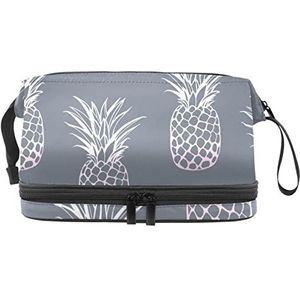 Grote capaciteit reizen cosmetische tas,ananas comosus grijs, make-up tas,Waterdichte make-up tas organisator, Meerkleurig, 27x15x14 cm/10.6x5.9x5.5 in