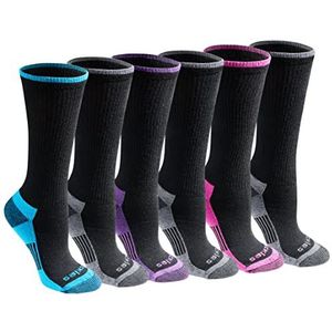 Dickies Dri-tech Essential Moisture Control Crew sokken voor dames, verkrijgbaar in S-XL (6, 12 paar), Zwart Helder (6 paar), Large