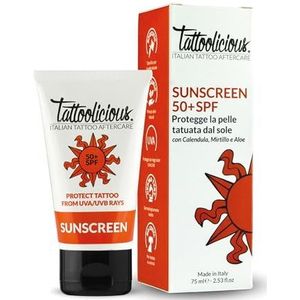 Tattoolicious SUNSCREEN 50+ SPF Tattoo sun protection, with Anti-Fading Formula and Organic Active Ingredients, 75 ml - 2.64 UK fl. oz.