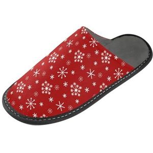 LI ZHI XIN Volwassen Pluche Slippers Dames Flanel Warme Huis Schoenen Met Antislip Mens Indoor Slippers Met PVC Zool Maat 4-11 Winter Sneeuwvlok Patroon, Meerkleurig, 4/5 UK