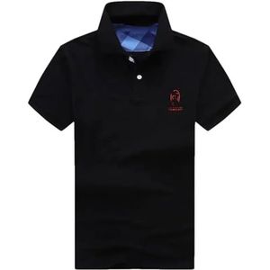 Mannen T-shirts Mannen Ademend Plus Size Turn-Down Kraag Polos Shirt Mannen Solid Shirt, Zwart, XXL