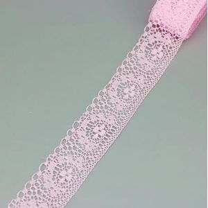 (10 meter/rol) 40 mm witte kant stof singelband decoratie verpakkingsmateriaal handgemaakte DIY kant-roze