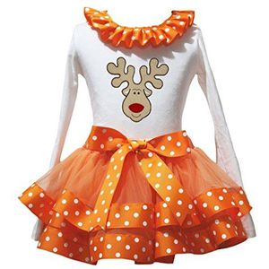 Petitebelle Renhut wit L/S shirt oranje-wit stippen petal rok Nb-8J 4-5 jaar wit, oranje